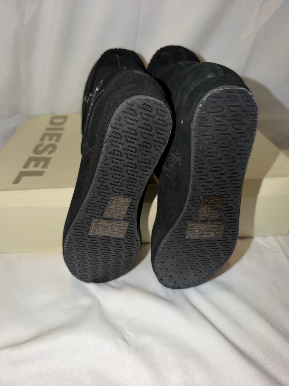 NWT Diesel Funky Pippi Girls Boots Black Suede Size 3Y Sweater Cuff Zip - Picture 4 of 5